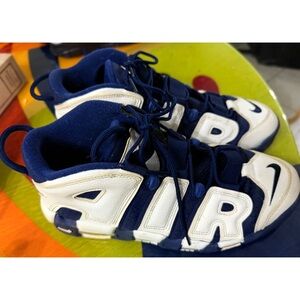 Jordan Nike Air More Uptempo Navy & White Athletic Sneakers